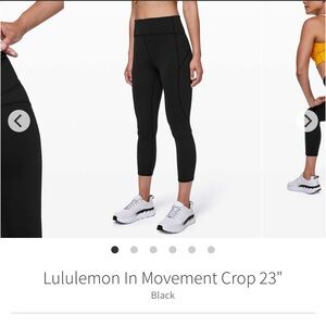 Lululemon in Movement Black Everlux Crop 23” Leggings size 6 EUC